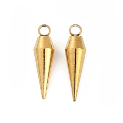 Настоящее золото 18K Ионное покрытие (ip)202 подвески из нержавеющей стали, круговой конус, реальный 18 k позолоченный, 17.5x5x5 мм, отверстие : 2 мм
