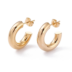 Golden 201 Stainless Steel Stud Earrings, with 304 Stainless Steel Pin, Ring, Golden, 20x5mm, Pin: 0.8mm