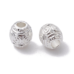 Silver Alloy Spacer Beads, Long-Lasting Plated, Drum, Silver, 6x6mm, Hole: 2mm
