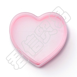 Hot Pink Plastic Ring Box, with Sponge, Heart, Hot Pink, 7.85x7.55x2.9cm