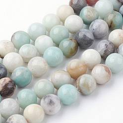 Flower Amazonite Natural Flower Amazonite Bead Strands, Round, 10~10.5mm, Hole: 1.5mm, about 38pcs/strand, 15.3 inch(39cm)