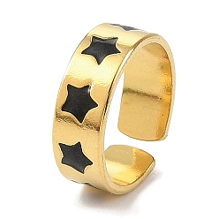 Настоящее золото 18K 304 эмалированные открытые манжеты из нержавеющей стали для женщин, ионное покрытие (ip), звезда, реальный 18 k позолоченный, 6.5 мм
