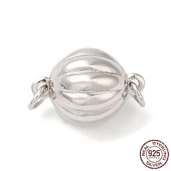 Real Platinum Plated Rhodium Plated 925 Sterling Silver Magnetic Clasps, Lantern, with 925 Stamp, Real Platinum Plated, 14x8mm, Hole: 1.5mm