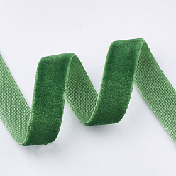 Green Single Face Velvet Ribbon, Green, 3/8 inch(9.5~10mm), about 50yards/roll(45.72m/roll)