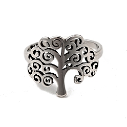 Нержавеющая Сталь Цвет Не тускнеет 201 перстень из нержавеющей стали с изображением дерева жизни для женщин, цвет нержавеющей стали, размер США 6 (16.5 мм)