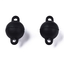 Черный Магнитные застежки из сплава, окрашенного распылением, без кадмия, без никеля и без свинца, круглые, чёрные, 12x8x8 мм, отверстие : 1.4 мм