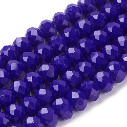 Синий Стеклянные бсуины, имитация нефрита, граненые, рондель, синие, 8x6 мм, отверстие : 1 мм, около 68 шт / нитка, 15.3 дюйм