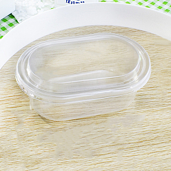 Clear Plastic Cake Boxes, Bakery Cake Packing Container, Oval with Lid, Clear, 100x155x55mm, Capacity: 500ml(16.91fl. oz)