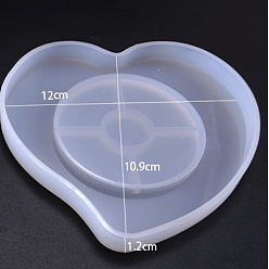 White DIY Heart Cup Mat Silicone Molds, Coaster Molds, Resin Casting Molds, White, 120x109x12mm