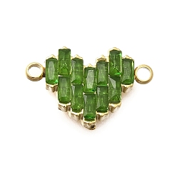 Зеленый 304 подвески-сердечки из нержавеющей стали со стразами, ионное покрытие (ip), реальный 14 k позолоченный, зелёные, 10x15.5x2.5 мм, отверстие : 1.4 мм