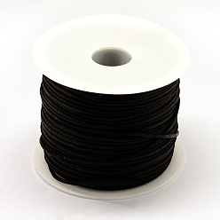 Negro Hilo de nylon, cordón de satén de cola de rata, negro, 1.5 mm, aproximadamente 100 yardas / rollo (300 pies / rollo)