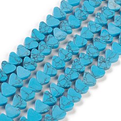 Synthetic Turquoise Synthetic Turquoise Beads Strands, Heart, 7~7.5mm, Hole: 0.6mm, about 62pcs/strand, 14.80''~15''(37.6~38.1cm)