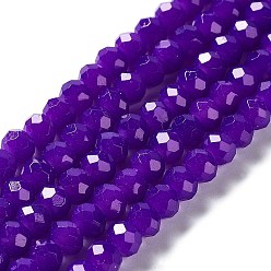 Индиго Запекание расписных стеклянных бусин с имитацией нефрита, граненые, шайба, индиговые, 6x5 мм, отверстие : 1.2 мм, около 85 шт / нитка, 16.73 дюйм (42.5 см)