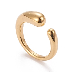 Золотой Ионное покрытие (ip) 304 манжеты из нержавеющей стали, открытые кольца, золотые, размер США 6~9 (16.5~18.9 мм)