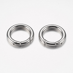 Stainless Steel Color 304 Stainless Steel Spring Gate Rings, O Rings, Ring, Stainless Steel Color, 6 Gauge, 24x4mm, Inner Diameter: 16mm