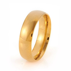 Golden 201 Stainless Steel Plain Band Rings, Golden, Size 9, Inner Diameter: 19mm, 6mm
