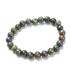 Other Jade Natural Gemstone Stretch Beaded Bracelets, Round, Inner Diameter: 2-1/8 inch(5.5cm), Beads: 8~9mm