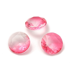 Rose Faceted K9 Glass Rhinestone Cabochons, Pointed Back, Flat Round, Rose, 10x5mm