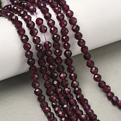 Garnet Natural Garnet Beads Strands, Round, Faceted, 4~4.5mm, Hole: 0.7mm, about 45~55pcs/strand, 7.68~7.87''(19.5~20cm)