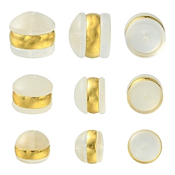 Clear 12Pcs 3 Size TPE Plastic Ear Nuts, with Real 18K Gold Plated 316 Surgical Stainless Steel Findings, Belt Earring Backs, Clear, 4~6x5~6.5mm, 4Pcs/size