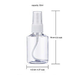 Clear 50ml Refillable PET Plastic Spray Bottles, Empty Pump Bottles for Liquid, Clear, 4.2x10cm, Capacity: 50ml(1.69 fl. oz)