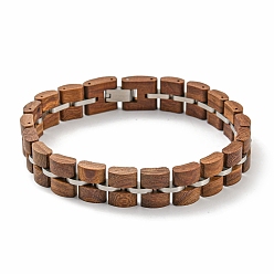 Sienna Wooden Watch Band Bracelets for Women Men, with 304 Stainless Steel Clasp, Sienna, 9-7/8 inch(25cm).