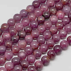 Ruby Natural Gemstone Ruby Round Beads Strands, about 6mm, Hole: 1mm, about 65pcs/strand, 15.7 inch