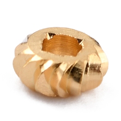 Real 24K Gold Plated Brass Beads, Long-Lasting Plated, Corrugated Rondelle, Real 24K Gold Plated, 5x2mm, Hole: 1.8mm