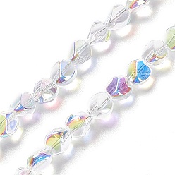 Clear AB Electroplate Glass Beads Strands, AB Color Plated, Nuggets, Clear AB, 7x6.5x6mm, Hole: 0.9mm, about 90pcs/strand, 24.41 inch(62cm)