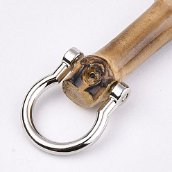 Platinum Bamboo Bag Handles, with Alloy Clasps, for Bag Straps Replacement Accessories, Platinum, 109~112x150~155x14~15mm