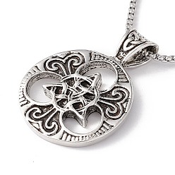 Antique Silver & Stainless Steel Color Alloy Trinity Knot Pendant Necklace with 201 Stainless Steel Box Chains, Gothic Jewelry for Men Women, Antique Silver & Stainless Steel Color, 23.62 inch(60cm)