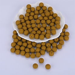 Цвет Оливы Круглые силиконовые фокусные бусины, жевательные бусины для чайников, DIY уход за ожерельем, оливковый, 15 мм, отверстие : 2 мм