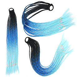 Cyan High Temperature Wigs, Gradient Braided Long Hair Extensions, Ponytail Holder for Women Girls, Cyan, 600mm, 50pcs/box