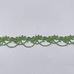 Lime Green Polyester Lace Trims, Flower Tassel Ribbon for Sewing and Art Craft Projects, Lime Green, 3/4 inch(20mm)