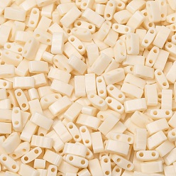 (HTL491) Ivory Pearl Ceylon Luster MIYUKI Half TILA Beads, Japanese Seed Beads, 2 Hole, (HTL491) Ivory Pearl Ceylon Luster, 5x2.3x1.9mm, Hole: 0.8mm, about 12500pcs/500g