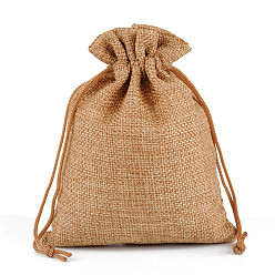 Peru Linenette Drawstring Bags, Rectangle, Peru, 14x10cm