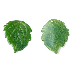 Green Plastic Pendants, Leaf, Green, 19x14x1.5mm, Hole: 0.9mm