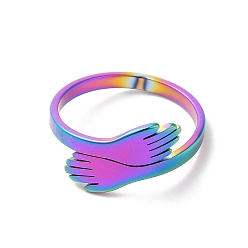 Rainbow Color Ионное покрытие (ip) 304 манжетное кольцо из нержавеющей стали для женщин, Радуга цветов, размер США 6 1/4 (16.7 мм)