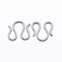 Stainless Steel Color 304 Stainless Steel S-Hook Clasps, M Clasps, Stainless Steel Color, 11x12x1mm