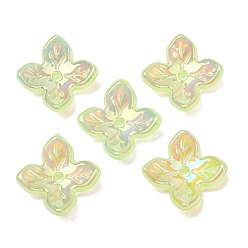 Green Yellow Plating Opaque Acrylic Beads, Iridescent, Flower, Green Yellow, 10x10x4mm, Hole: 1.3mm