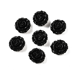 Черный Резные бусины из синтетического коралла, цветок, окрашенные, чёрные, 15x16x8 мм, отверстие : 1.2 мм