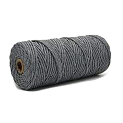 Gray Cotton String Threads, Macrame Cord, Decorative String Threads, for DIY Crafts, Gift Wrapping and Jewelry Making, Gray, 4mm, about 109.36 Yards(100m)/Roll