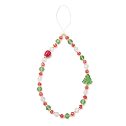Разноцветный Стеклянные бусины на рождественскую тематику телефон ремешок цепи, красочный, 206 мм
