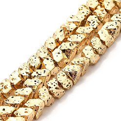 Light Gold Plated Electroplated Natural Lava Rock Beads Strands, Trapezoid, Light Gold Plated, 4x4.5x4mm, Hole: 1mm, about 94pcs/strand, 15.35~15.55 inch(39~39.5cm)