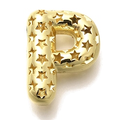 Letter P Полые медные подвески, стойки покрытие, долговечный, без кадмия и без свинца, письмо амулеты, Письмо P, 22.5x17x8.5 мм, отверстие : 4.7x3 мм