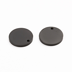 Electrophoresis Black 304 Stainless Steel Charms, Polished, Stamping Blank Tag, Laser Cut, Flat Round, Electrophoresis Black, 10x1mm, Hole: 0.8mm