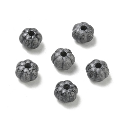 Gray Vintage Handmade Porcelain Beads, Fancy Antique Glazed Porcelain, Pumpkin, Gray, 10~10.5x7mm, Hole: 3mm