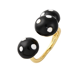 Черный Латунные эмалевые открытые манжеты для женщин, гриб, стойки покрытие, прочное покрытие, без кадмия и без свинца, чёрные, внутренний диаметр: 18 мм