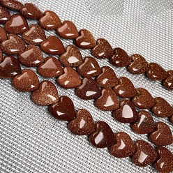 Goldstone Synthetic Goldstone Beads Strands, Heart, 10x10mm, about 38pcs/strand