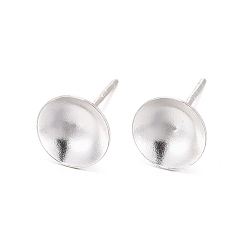 Silver 925 Sterling Silver Ear Stud Findings, Earring Posts with 925 Stamp, Silver, 12mm, Tray: 6mm, Pin: 0.8mm